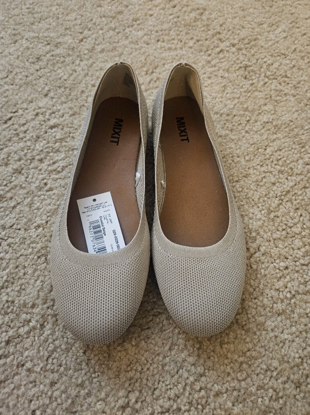 Mixit Coastal Beige Knit Ballet Flats Women's Size 6.5 New with Tags